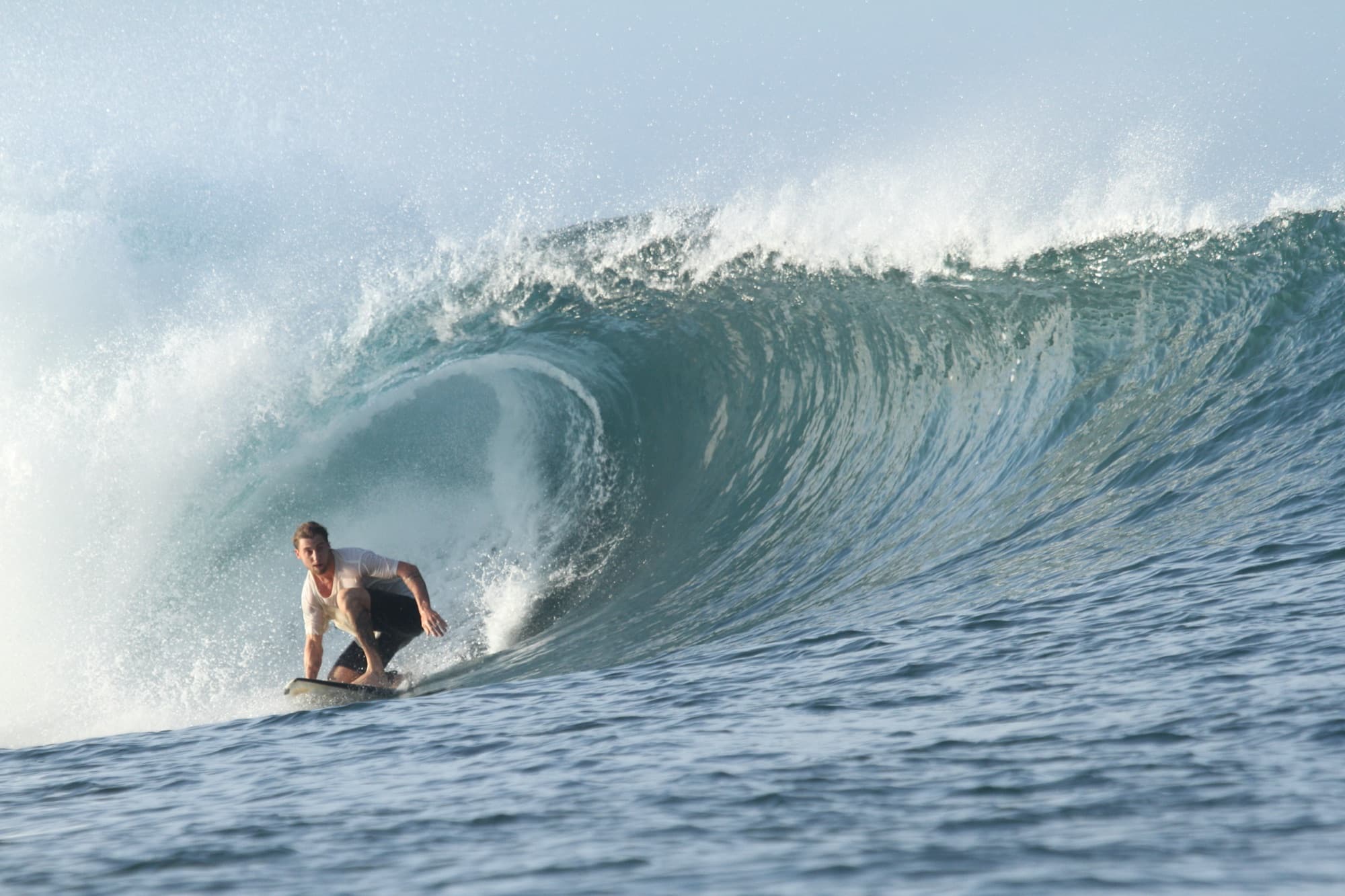 Brad Morris surfing inside a breaking wave