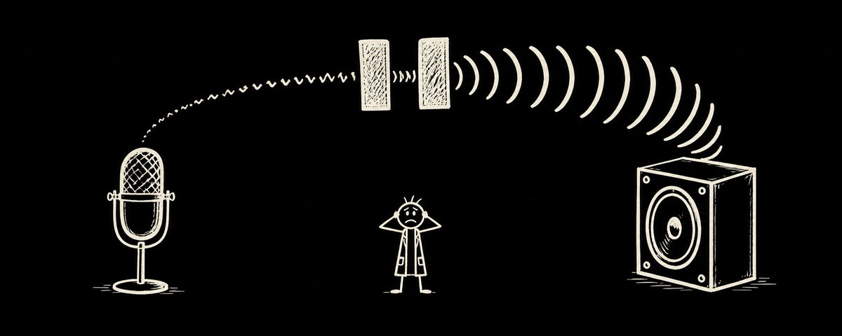 A microphone and speaker forming a feedback loop.