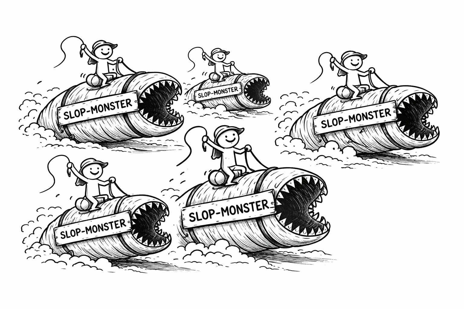 Everyone riding their own slop monster